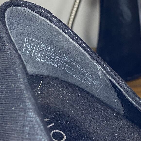 Vionic Womens Willa II Black Textured Slip On Comfy Orthoheel Loafer Shoes Sz 8 - Picture 7 of 7